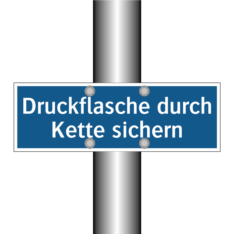 Druckflasche durch Kette sichern