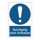 Durchgang stets freihalten