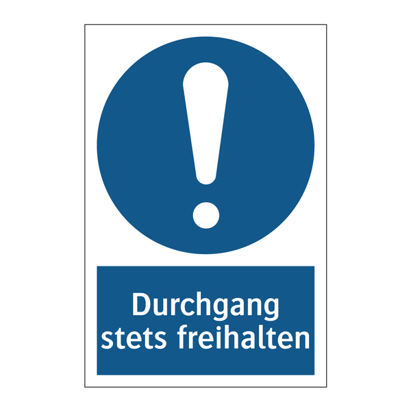 Durchgang stets freihalten
