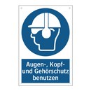 Augen-, Kopf- und Gehörschutz benutzen