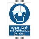 Augen-, Kopf- und Gehörschutz benutzen