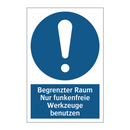 Begrenzter Raum Nur funkenfreie Werkzeuge benutzen