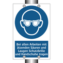 Bei allen Arbeiten mit ätzenden Säuren und Laugen Schutzbrille und Handschuhe tragen