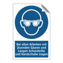 Bei allen Arbeiten mit ätzenden Säuren und Laugen Schutzbrille und Handschuhe tragen
