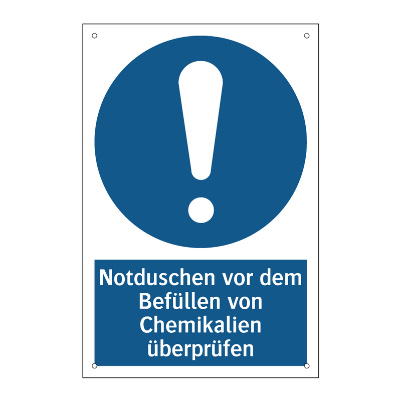 Notduschen vor dem Befüllen von Chemikalien überprüfen