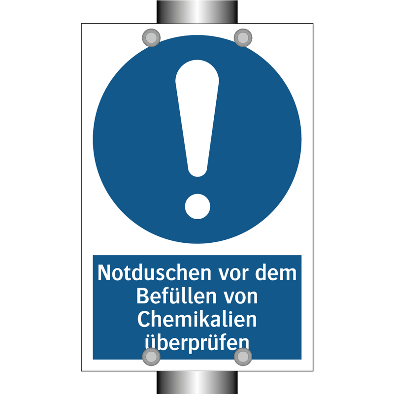 Notduschen vor dem Befüllen von Chemikalien überprüfen