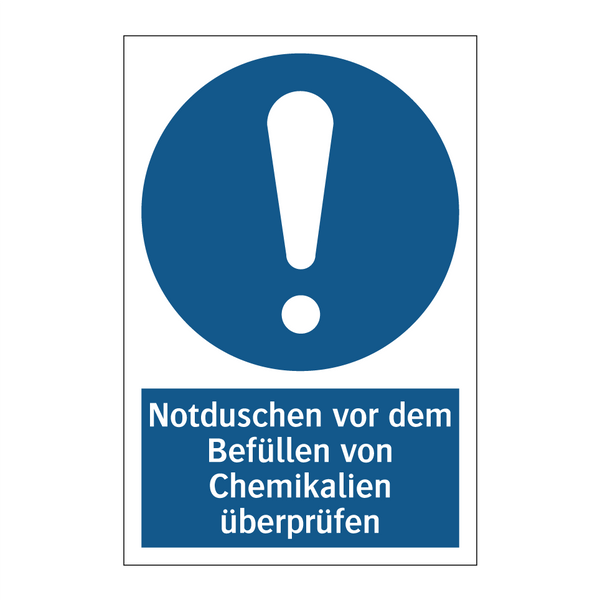 Notduschen vor dem Befüllen von Chemikalien überprüfen