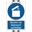 Deckel vor Gebrauch schließen