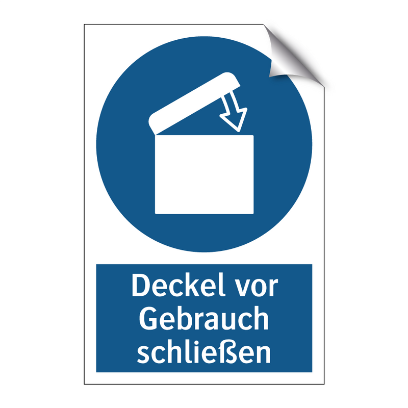 Deckel vor Gebrauch schließen
