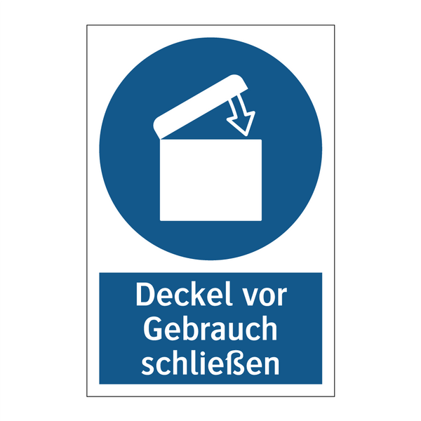 Deckel vor Gebrauch schließen