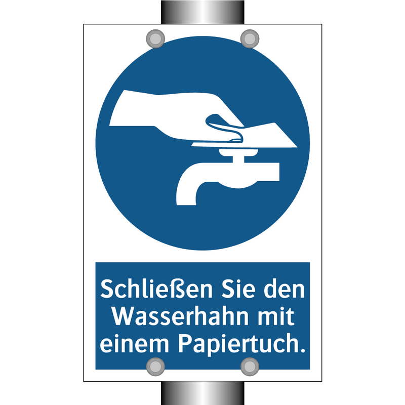 Schließen Sie den Wasserhahn mit einem Papiertuch.