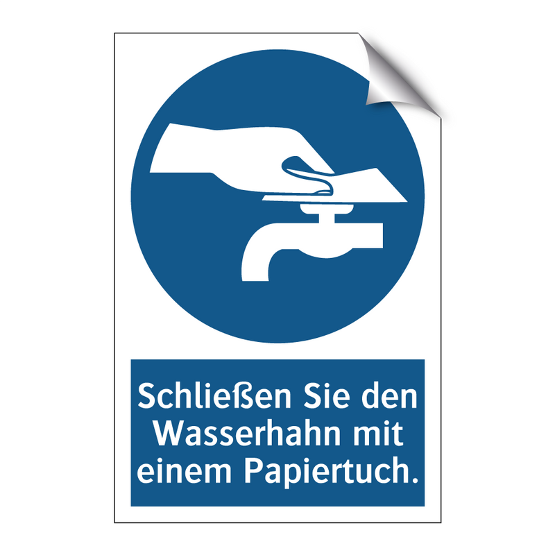 Schließen Sie den Wasserhahn mit einem Papiertuch.