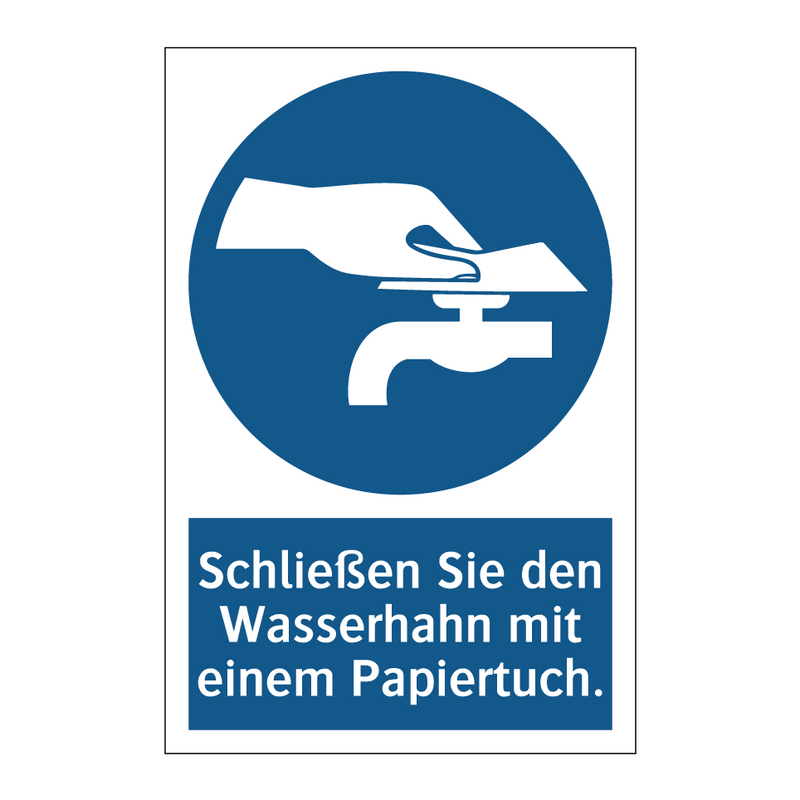 Schließen Sie den Wasserhahn mit einem Papiertuch.