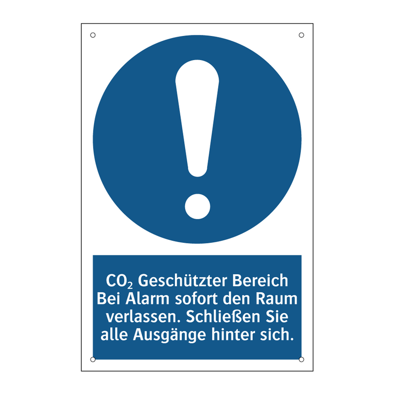 CO₂ Geschützter Bereich Bei Alarm sofort den Raum verlassen. Schließen Sie alle Ausgänge hinter sich.