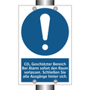 CO₂ Geschützter Bereich Bei Alarm sofort den Raum verlassen. Schließen Sie alle Ausgänge hinter sich.