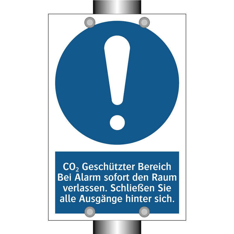 CO₂ Geschützter Bereich Bei Alarm sofort den Raum verlassen. Schließen Sie alle Ausgänge hinter sich.