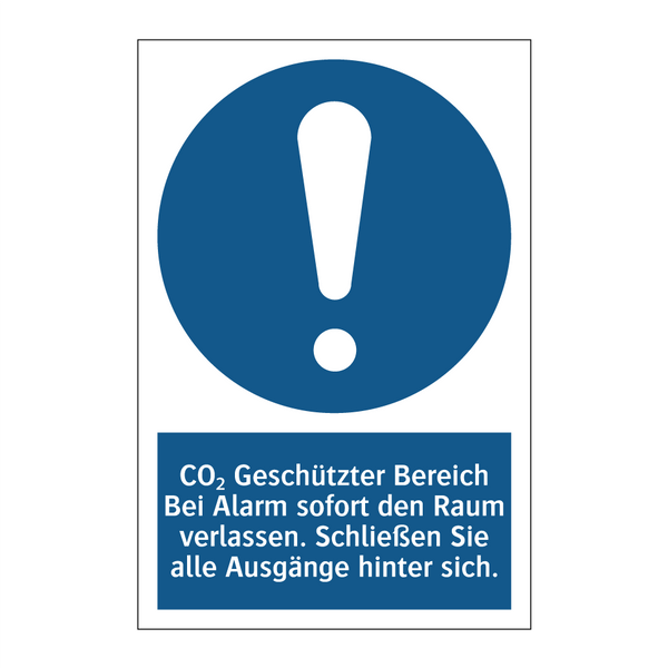 CO₂ Geschützter Bereich Bei Alarm sofort den Raum verlassen. Schließen Sie alle Ausgänge hinter sich.