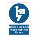 Beugen Sie beim Heben nicht den Rücken.