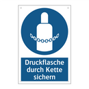 Druckflasche durch Kette sichern
