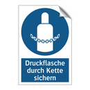 Druckflasche durch Kette sichern
