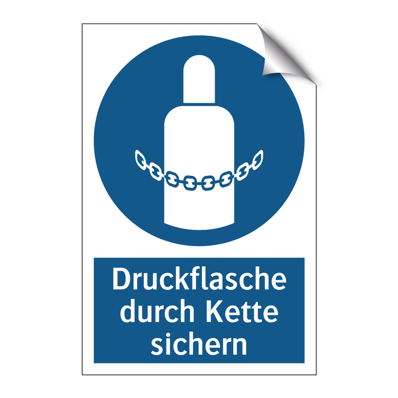 Druckflasche durch Kette sichern