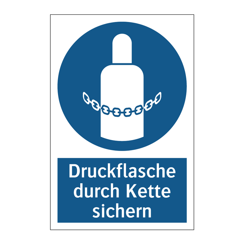 Druckflasche durch Kette sichern