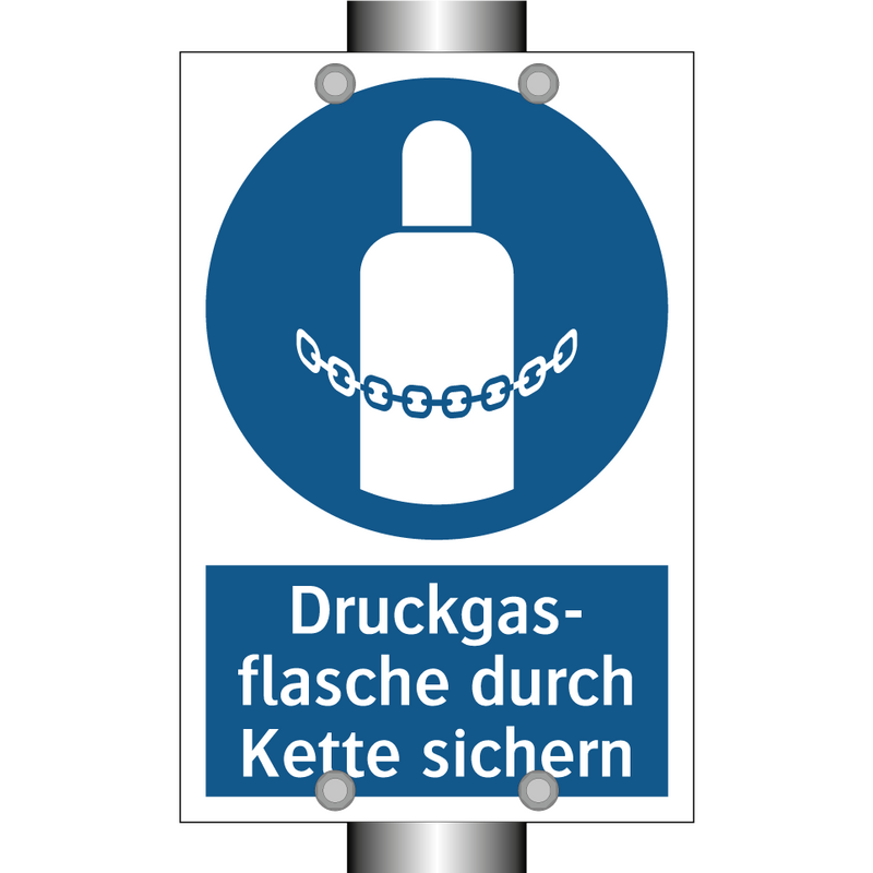 Druckgas- flasche durch Kette sichern