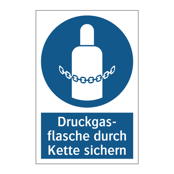 Druckgas- flasche durch Kette sichern