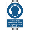 Gehörschutz erforderlich, wenn der Homogenisator in Betrieb ist.