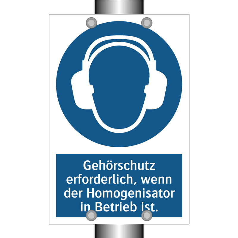 Gehörschutz erforderlich, wenn der Homogenisator in Betrieb ist.