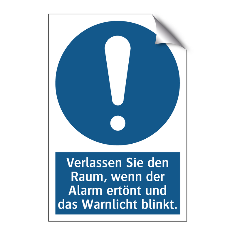 Verlassen Sie den Raum, wenn der Alarm ertönt und das Warnlicht blinkt.
