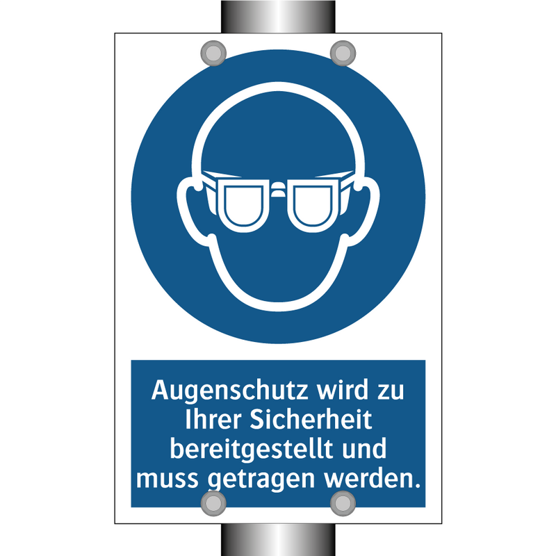 Augenschutz wird zu Ihrer Sicherheit bereitgestellt und muss getragen werden.