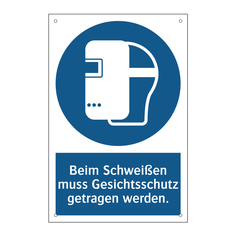 Beim Schweißen muss Gesichtsschutz getragen werden.
