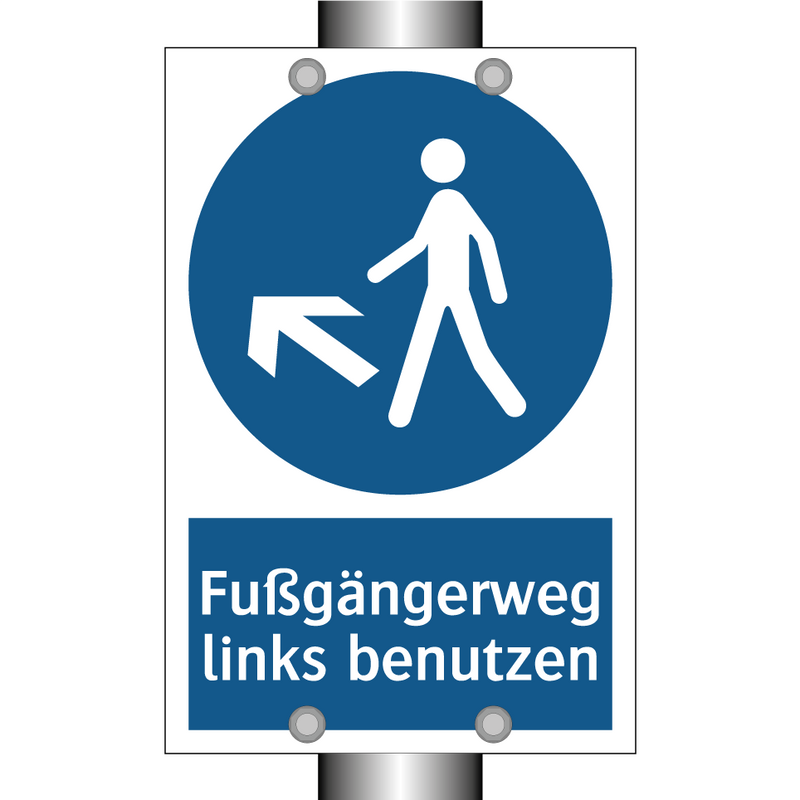 Fußgängerweg links benutzen