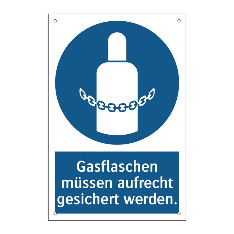 Gasflaschen müssen aufrecht gesichert werden.