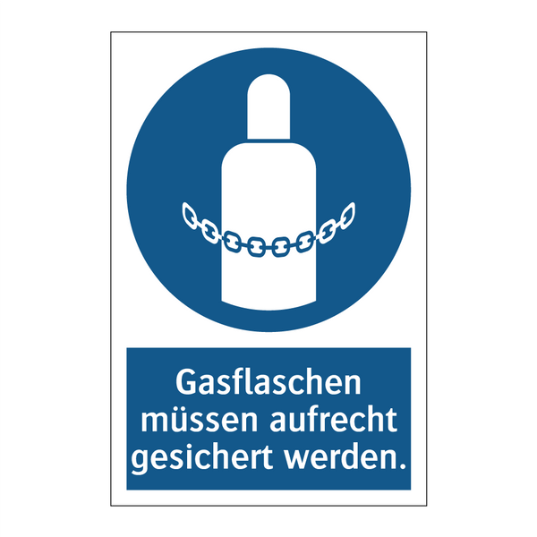Gasflaschen müssen aufrecht gesichert werden.