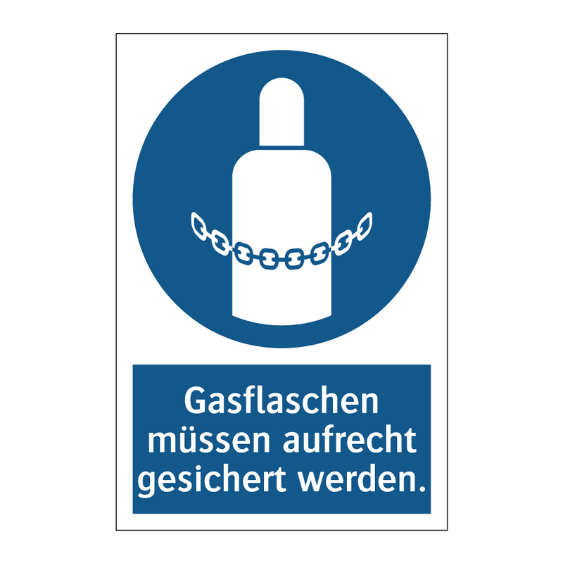 Gasflaschen müssen aufrecht gesichert werden.