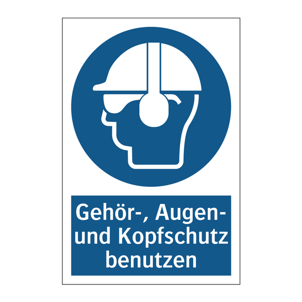 Gehör-, Augen- und Kopfschutz benutzen