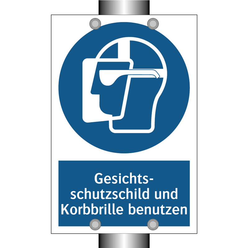 Gesichts- schutzschild und Korbbrille benutzen