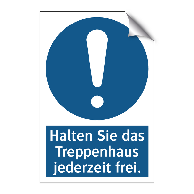 Halten Sie das Treppenhaus jederzeit frei.