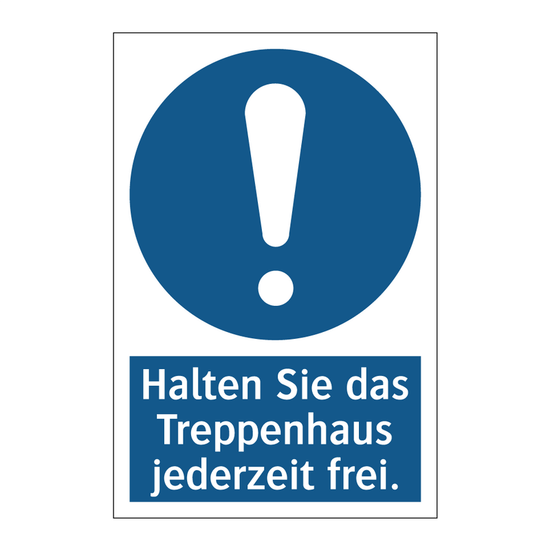 Halten Sie das Treppenhaus jederzeit frei.