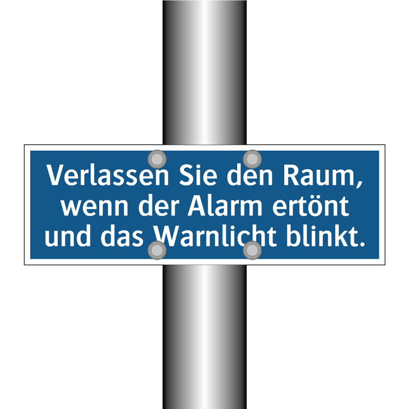 Verlassen Sie den Raum, wenn der Alarm ertönt und das Warnlicht blinkt.