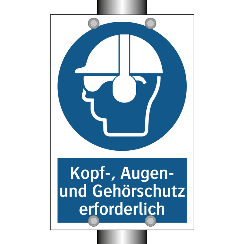 Kopf-, Augen- und Gehörschutz erforderlich