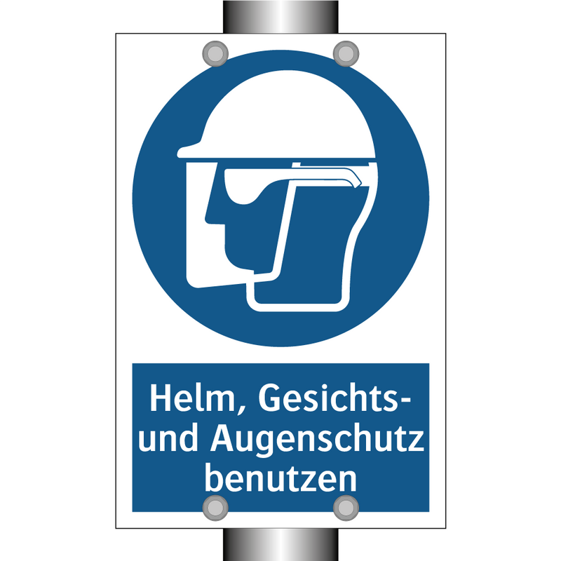 Helm, Gesichts- und Augenschutz benutzen