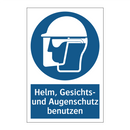 Helm, Gesichts- und Augenschutz benutzen