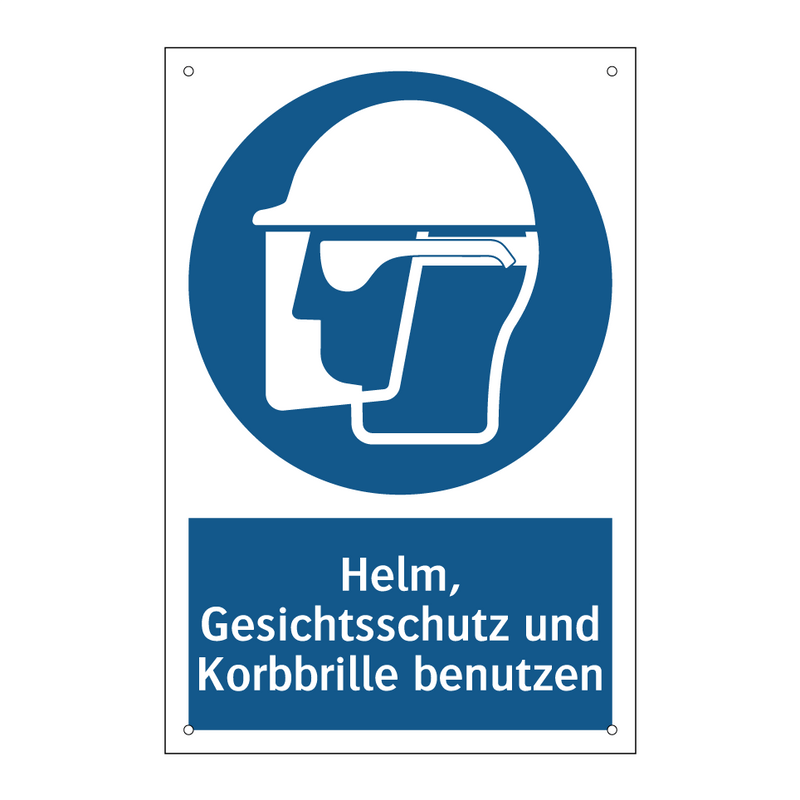 Helm, Gesichtsschutz und Korbbrille benutzen