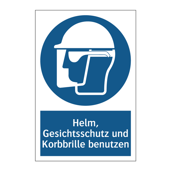 Helm, Gesichtsschutz und Korbbrille benutzen