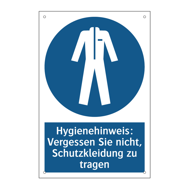 Hygienehinweis: Vergessen Sie nicht, Schutzkleidung zu tragen