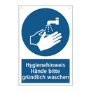 Hygienehinweis Hände bitte gründlich waschen