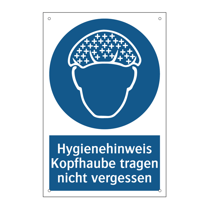 Hygienehinweis Kopfhaube tragen nicht vergessen